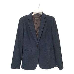 Banana Republic Blazer Women's Teal Tweed Size 4 Wool Speckeled Single Button